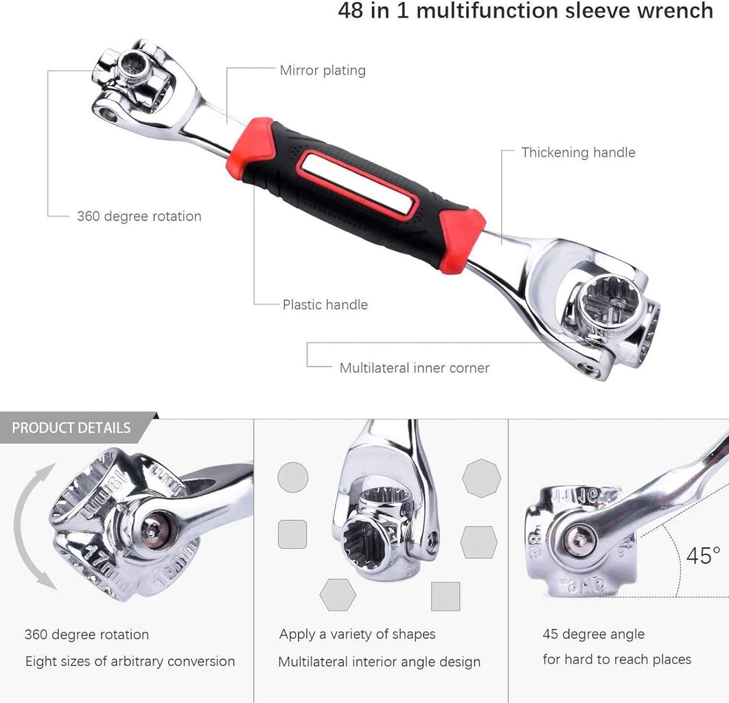 Llave Universal 48 en 1 - Herramienta Multifuncional para Reparación de Automóviles y Bricolaje