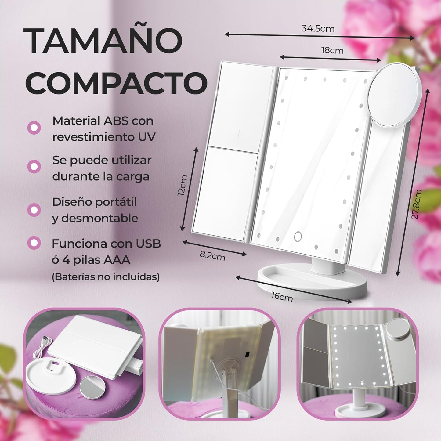 Espejo de Tocador con Iluminación LED - Tu Aliado para un Maquillaje Perfecto